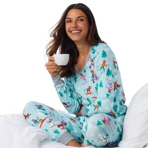 CUDDL DUDS Ski Print Pajama Set - Light Aqua Size Small -- SUPER DUPER SOFT!!!